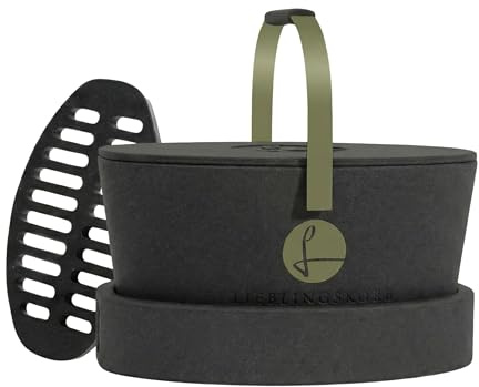 LIEBLINGSKORB Original black oliv - inkl. Deckel, Einlegeboden und Transportring - ultraleichter, kippsicherer & formstabiler Einkaufskorb - Made in Germany - thermoisolierend & abwaschbar