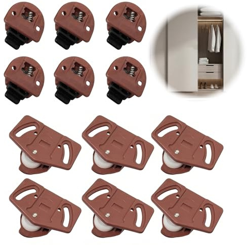 Lot de 12 Roulettes de Placard et Guides, Rouleaux Silencieux pour Portes | Roulettes Inclinées pour Portes de Placard, Adaptées Aux Portes Coulissantes et Aux Armoires, Nylon Haute Résistance