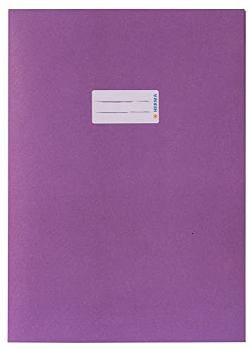 HERMA 5536 Heftumschlag A4 Papier Violett Lila, Hefthülle mit Beschriftungsfeld aus extrem kräftigen Papier & satten Farben, Heftschoner für Schulhefte, farbig