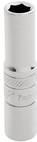 Draper 32661 1/4 Inch Square Drive Hi-Torq 6 Point Metric Deep Socket, 7mm, Blue