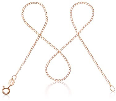 modabilé Panzerkette Damen Halskette Rosegold Vergoldet 925 Sterling Silber (40cm 1,3mm breit) Rosegoldene Kette ohne Anhänger Kurz Ketten für Frauen