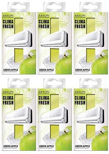Areon Clima Fresh Ambientador Manzana Verde Casa Aire Acondicionado Olor Fruit Original Hogar Salón Oficina Tienda (Green Apple Pack de 6)