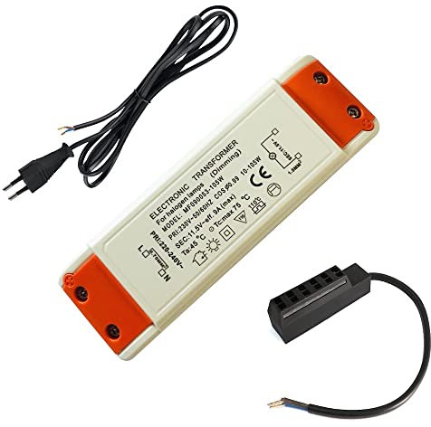 Elektronischer Halogen Transformator Trafo 105Watt inkl. AMP Verteiler und 230V Zuleitung Leistungsbereich: 10 bis 105Watt