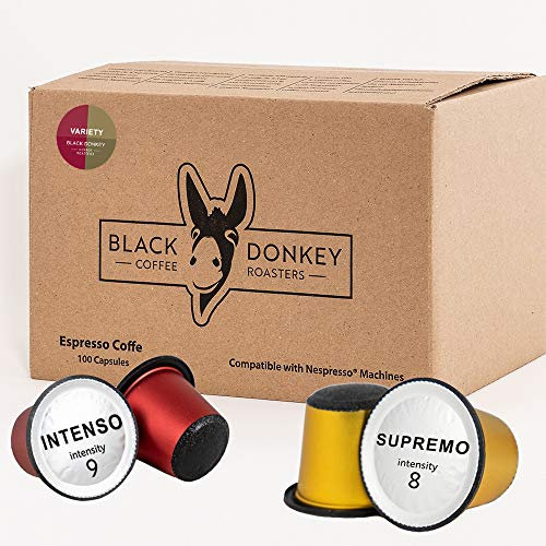 Black Donkey - 100 Coffee Capsules compatible with Nespresso®* machines (VARIETY PACK)