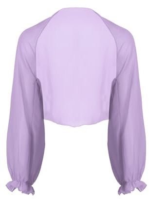 YiZYiF Damen Chiffon Cardigan Festlich Bolero mit Glocken Ärmel Leichte Dünne Jacke als Bikini Cover Up, 9 Farben Lila Einheitsgröße