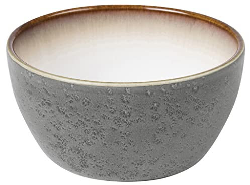 BITZ Schüssel, Schale, Müslischale, Snackschale aus Steingut, 12 cm im Durchmesser, grau/cremefarben