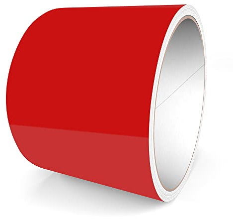 Motoking Zierstreifen, Rot Glänzend, 100 mm Breite, 10 m Länge, RAL 3002, Aufkleber Folie Auto Boot Motorrad Wohnmobil Wohnwagen & mehr