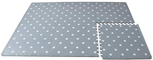 Grey & White 12mm Thick Large Mat Kids Living Room Play Yoga Gym Exercise Gym Fitness Home Office Rug Carpet (Grey Star Mat, 1 Mat - 4 Square Feet)