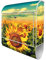 banjado® Design Briefkasten personalisiert mit Sonnenblumen 38,5x46,5x13cm & 2 Schlüssel - Briefkasten Stahl weiß mit Zeitungsfach pulverbeschichtet - Postkasten A4 Einwurf inkl. Montagematerial