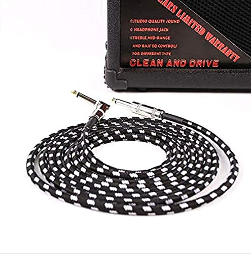 VOARGE 3m Gitarren Instrumentenkabel 6.3mm Lärmschutz, mit Abgewinkelte Stecker und 1 Standard Klinke für E-Gitarre, Bass-Gitarre, elektrische Mandoline, Pro Audio