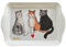 ALEX CLARK Three Cats Small Melamine Tray - servewear kitchen - indoor and outdoor garden use - food drinks snacks tray - cat lover gifts - moggies