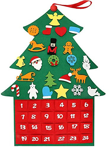 Yajun DIY Filz Weihnachts Countdown Kalender Weihnachts Adventskalender Interessante und Neuartige Wandbehang Festival Dekoration mit Taschen
