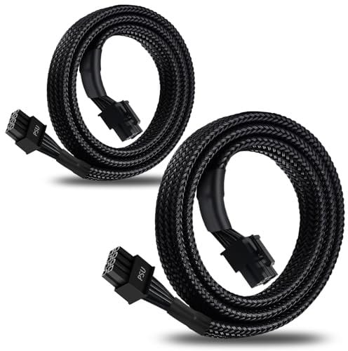 YEZriler 8 Pin PCIe Cable for EVGA Power Supply (2-Pack) - 8 to 8 (6+2) Male PCI Express Power Adapter, Sleeved 25-inch (63cm)