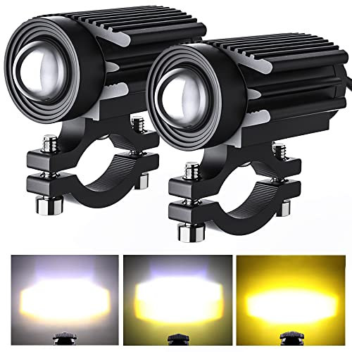 2luces antiniebla LED para motocicleta 60W 6000lm 6000K/3000K ámbar/amarillo blanco lámpara auxiliar de dos tonos luz de trabajo todoterreno para motocicleta camión SUV ATV bicicleta eléctrica tractor