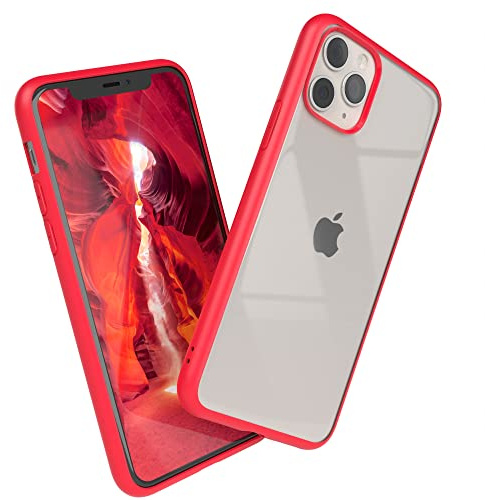 EAZY CASE Clear Hybrid Bumper Hülle kompatibel mit iPhone 11 Pro, Handyhülle mit Ultra Aufprallschutz, Stoßfest und Kratzfest, dünne Schutzhülle mit Kameraschutz, Slim Cover Handy Case, Rot