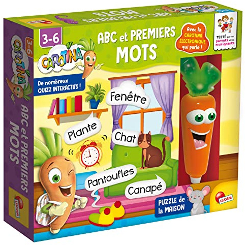 Lisciani - CAROTINA - ABC et Premiers Mots - Jeu Éducatif avec Stylo Parlant dès 3 Ans - Apprentissage de l’Alphabet et du Langage - Stimule l’Éveil et la Reconnaissance des Lettres et leur Usage