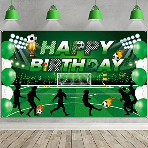 HOWAF Fußball Happy Birthday Banner - Großes Hintergrund Sport Themen Alles Gute zum Geburtstag Banner für Garten Wand Hintergrund - Junge Photo Booth Deko