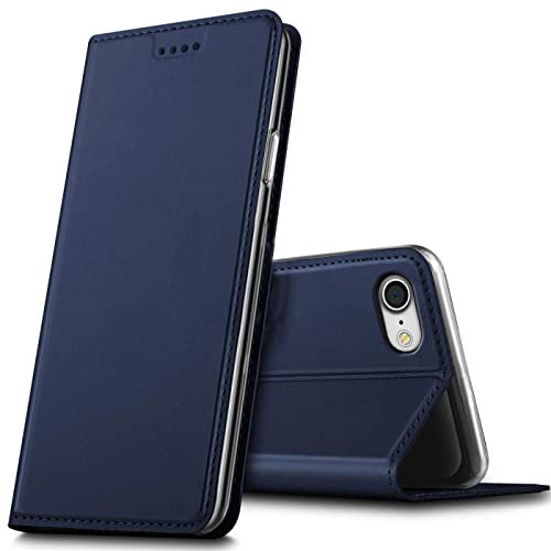 Verco Handyhülle für iPhone SE 2022, für iPhone SE 3. / 2. Generation Premium Handy Flip Cover für Apple iPhone SE 2020/2022 Hülle [integr. Magnet] Book Case PU Leder Tasche, Blau