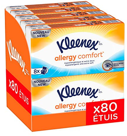 Kleenex Allergy Comfort, 10 Packs of 8 Tissue Cases (10 x 8 Cases)