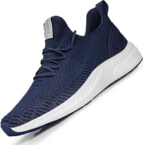 Feethit Turnschuhe Herren Laufschuhe Sportschuhe Sneaker rutschfeste Gummisohlen Leichte und Atmungsaktiv für Gehen Blau 40