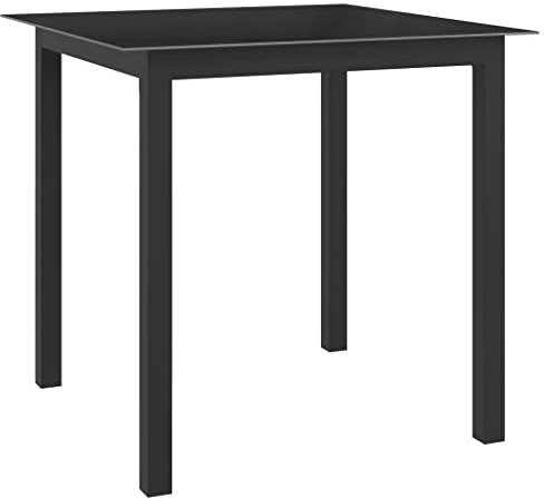 Gartentisch 80x80x74 cm Aluminium und Glas Beistelltisch Gartentisch Tisch Balkontisch Gartenmöbel Kaffeetisch Teetisch Couchtisch