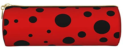 YETTA YANG Ladybug Stifteetui, Schwarz und Rot, gepunktet, große Kapazität, Stiftebox, Make-up-Tasche, Organizer, Schreibwaren-Tasche für Schule, Büro, Uni, Reisen, Mädchen, Damen und Herren