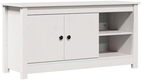vidaXL TV Schrank Lowboard TV Möbel Tisch Board Sideboard Fernsehtisch Fernsehschrank HiFi-Schrank Wohnzimmer Weiß 103x36,5x52cm Massivholz Kiefer