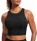 CRZ YOGA Damen Butterluxe Racerback Sport BH Gepolstert Ohne Bügel Crop Tops Longline Yoga Tank Top Fitness Sports Bra Schwarz 44