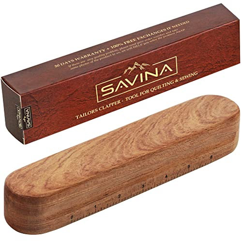Savina, Clapper de sastre para acolchar, madera dura profesional, multiusos, resistente para planchar costuras, herramienta de aplanamiento Ideal para ajustar pliegues de tela, acentuar, coser arrugas