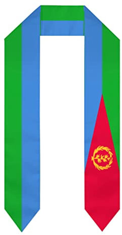 Abschluss Akademische Schärpe Flagge,Goldene Weizenstreifen Eritrea Schal Schal Stola Bachelor Internationales Auslandsstudium Chor Erwachsene Unisex Schule Kleid Accessoire Band,Bild,180X15Cm