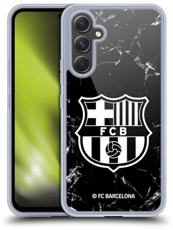 Head Case Designs Offizielle FC Barcelona Marmor Schwarz Wappen Muster Gel Handyhülle Hülle [Militärischer Schutzgrad] Kompatibel mit Samsung Galaxy A54 5G