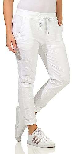 Damen Kordelzughose Sommerhose leichte Jeans (as3, Numeric, Numeric_44, Numeric_46, Regular, Regular, Weiß)