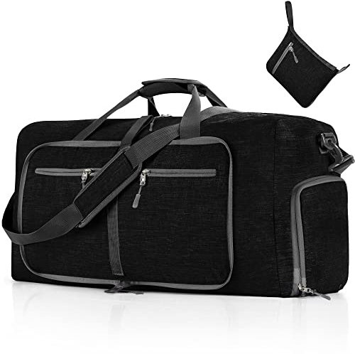 Vomgomfom 85L Reisetasche mit Schuhfach, Große Falttasche für Camping, Reisen, Fitness, Schwarz