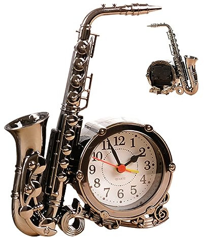 HAKIDZEL Vintage Wecker Retro Saxophon-förmige Uhr Geräuschloser Wecker Retro-tischuhr Haushaltsuhr Kreative Heimdekoration Langlebige Uhr Für Studium Und Planung