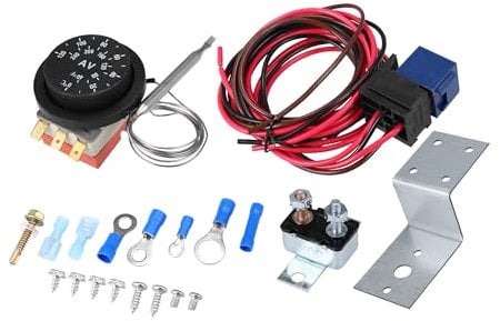 A ABSOPRO 12V Electric Radir Fan Thermostat Controller Cooling Fan Relay Wire