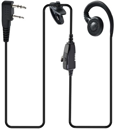DLECNFUN Ohrhörer mit PTT und Mikrofon – für Zwei-Wege-Radio, Walkie-Talkie-Ohrbügel, C-förmige drehbare Ohrschlaufe, Überwachungsset, Headset für Sicherheit, kompatibel mit Kenwood Baofeng
