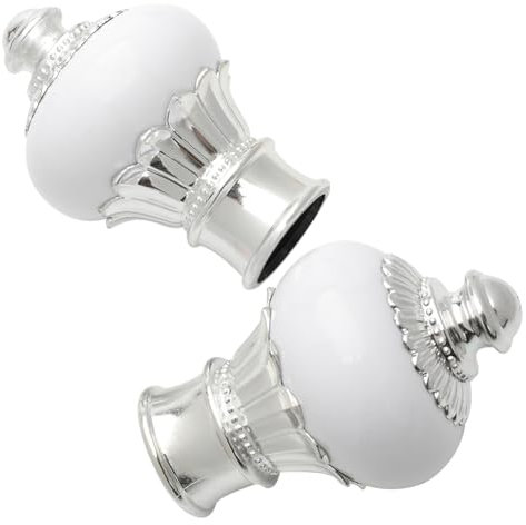 GORGECRAFT 2Stk 98x65mm Gardinenstange Einzelne Gardinenstange Endstücke Ersatz Weiße Blütenblätter Kopfende Dekorative Kopfkappen Für Dekorative Passend 28mm Außendurchmesser Fensterstangen (Weiß)