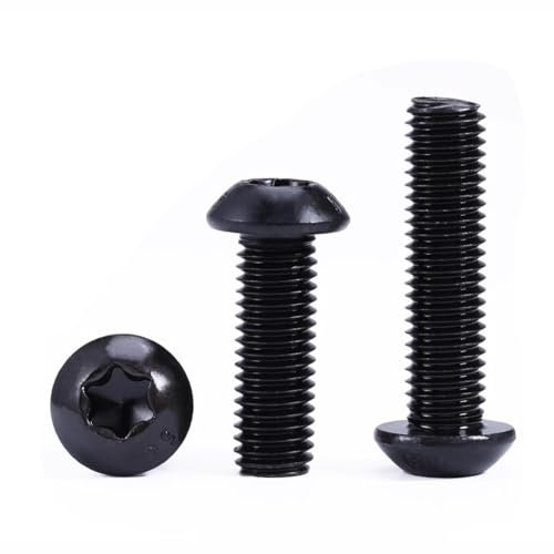 FandWay 75 Pièces Vis à Métaux Tête Torx (ISR/TX),Acier Au Carbone 10,9 Noir Vis à Tête Bombée ISO 7380 M6x12/16/20/25/30mm Vis à Tête Ronde Entièrement Filetées Avec 1 Clé T30.