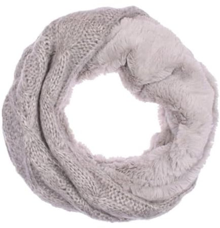 HomeRelax&Style Winter Damen Loop Schal » Loopschal mit Wendemöglichkeit » Strickschal mit Fell » Damenschal warm und flauschig (Grau)