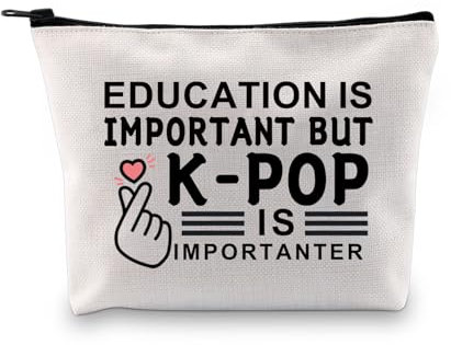 BDPWSS K-pop Makeup Bag Korean Drama Lover Gift Education Is Important But K-pop Is Importanter Toiletry Bag For Kpop Fans, Important kpop bag, Fashion