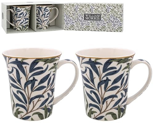 Lesser & Pavey British Designed Willow Bough Coffee Mug | Ceramic Coffee Mugs for Home or Work | Large Mugs for Hot Drinks | Set of 2 Tea and Coffee Cups - William Morris