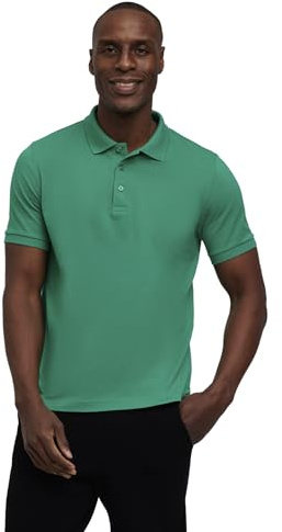 FALKE Herren Polohemd Basic Polo Shirt Piqué M Pl Baumwolle weich hautfreundlich bequem sehr leicht 1 Stück, Grün Emerald 7981, L