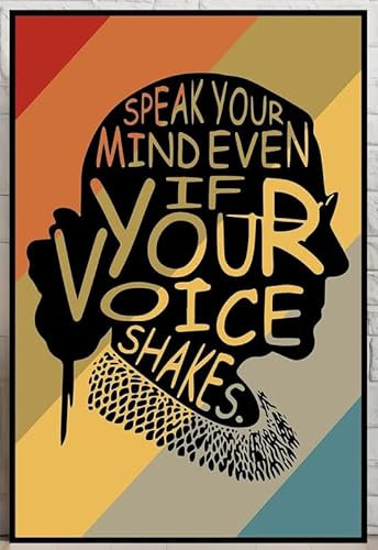 VelfDuel Rbg Poster, Ruth Bader Ginsburg Zitat, Speak Your Mind Even If Your Voice Shakes Vintage Metall-Blechschild, Dekoration, Geschenke für Mädchen, Wohnzimmer-Dekorationen, Metall-Blechschild,