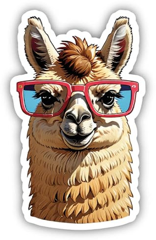 Samunshi® Alpaka mit Sonnenbrille Aufkleber Autoaufkleber für Motorrad Fahrrad Roller oder Auto Sticker Fahrrad Mtb Mountainbike Rennrad Comic Cartoon Tier Sticker 10cm Alpaka mit Sonnenbrille