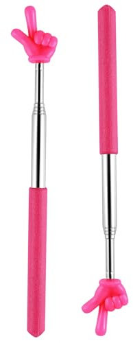 2 Stück Finger Zeigestab Ausziehbar Lehrer Zeigestock Edelstahl Zeigestab Geeignet für Unterricht im Klassenzimmer, Vorlesungen und Lesen(Rosa)