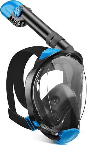 X99 Snorkel Mask, Full Face Snorkel Mask Adult 180 ° Panoramic View with Detachable Camera Mount, Anti-fog Anti-leak Full Face Dry Top Foldable Diving Mask for Men Women