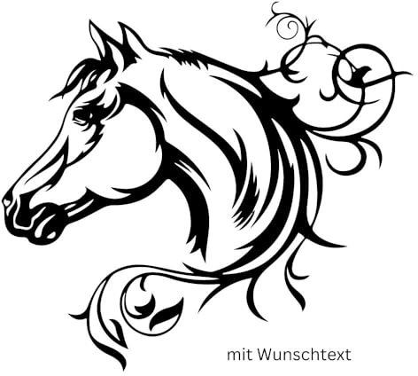 Pferdekopf Aufkleber für Pferdeanhänger viele Farben mit Name