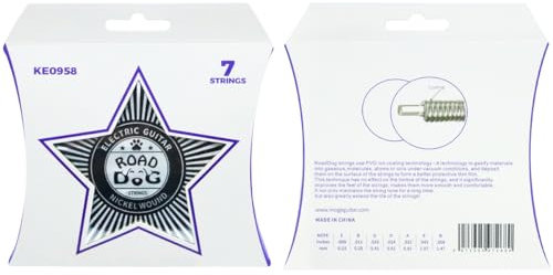 ROADDOG - Cuerdas para guitarra eléctrica de 7 cuerdas, calibre 09-58, material niquelado con revestimiento PVD ultrafino