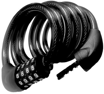 Candado de bicicleta de 4 dígitos, candado de combinación de bicicleta de 12x1800 mm, hecho de hierro resistente y duradero, candado de cadena de bicicleta de combinación antirrobo