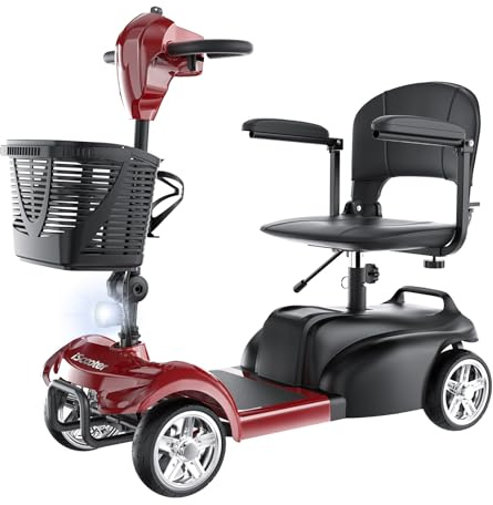 iScooter Mobility Scooters,X-02 Mobility Scooter for Adults,20KM Range 4 Wheel Electric Wheelchair Device with LED Headlight,Basket,Cup Holder and Control Panel,Lightweight Portable,for All Terrain